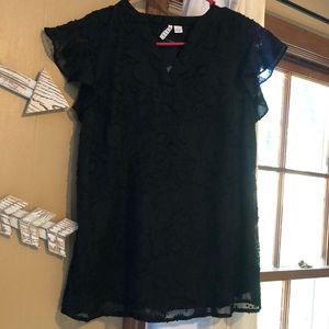 NWOT. Elle black dressy blouse two layers.